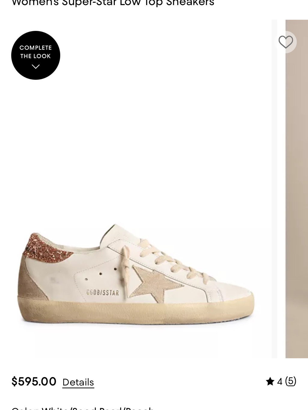 Golden Goose Super-Star Low-Top Sneakers In White, Beige, Rose Gold Glitter